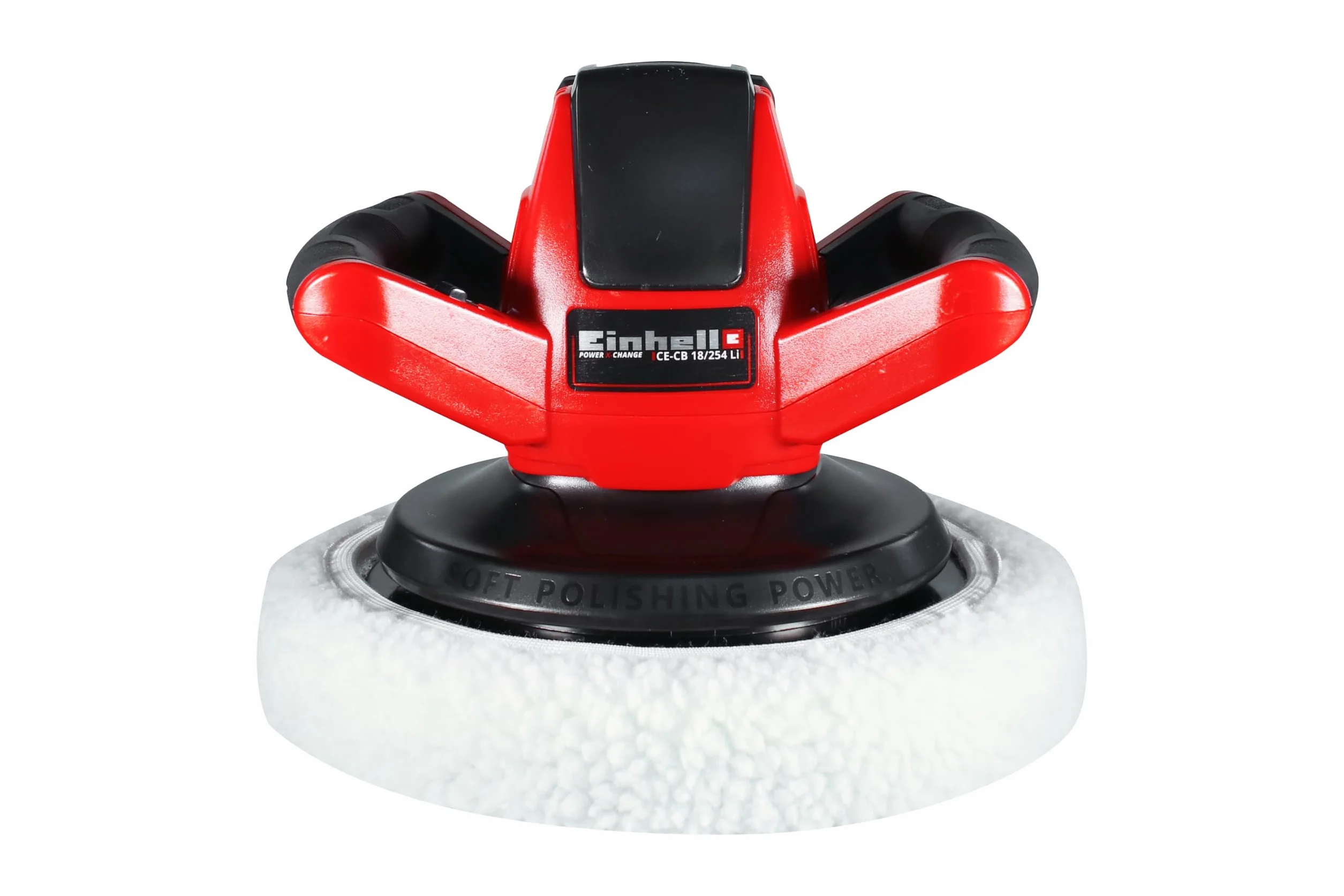 Einhell Polerka samochodowa akumulatorowa CE-CB 18/254 Li-Solo Power X-Change (Li-ion, 18 V, 2500 obr./min, 1x tekstylny/1x syntetyczny kaptur do polerowania, bez akumulatora i ładowarki)