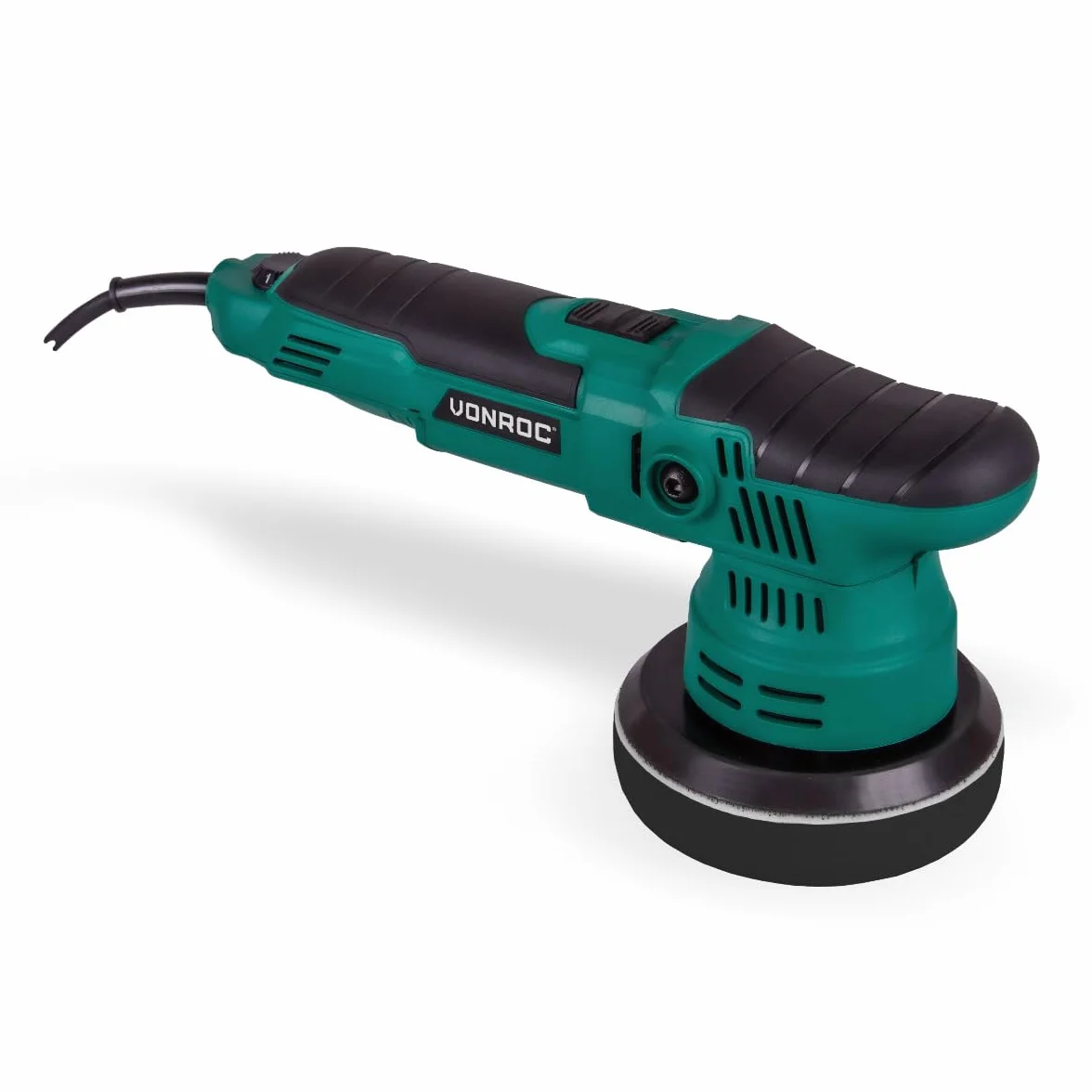 VONROC Polerka Samochodowa 650W Dual Action 125 mm – Mimośrodowa Maszyna Polerska DA z Regulacją Obrotów, Do Korekty Lakieru i Usuwania Rys (650W Ø125mm + 1 gąbka)